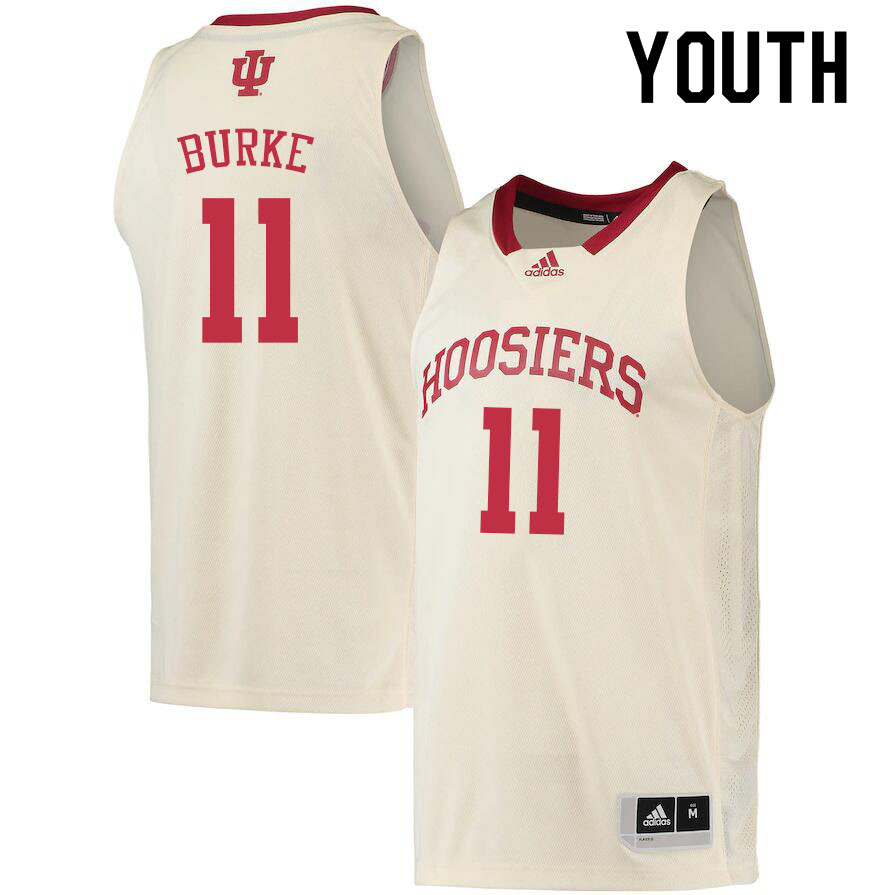 Youth #11 Shaan Burke Indiana Hoosiers College Basketball Jerseys Sale-Cream